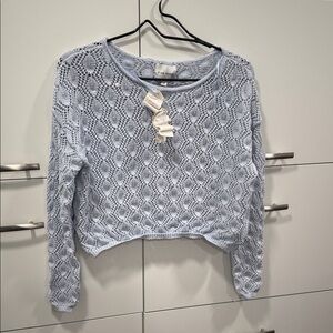 Pink Rose Light Blue Knit Sweater
